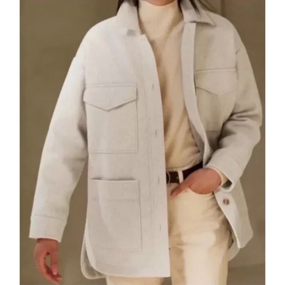 Banana Republic Women Soft Lightweight Shirt Jacket 4‎ Pocket Sz XL